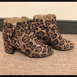 ASOS Cheetah suede ankle bootie